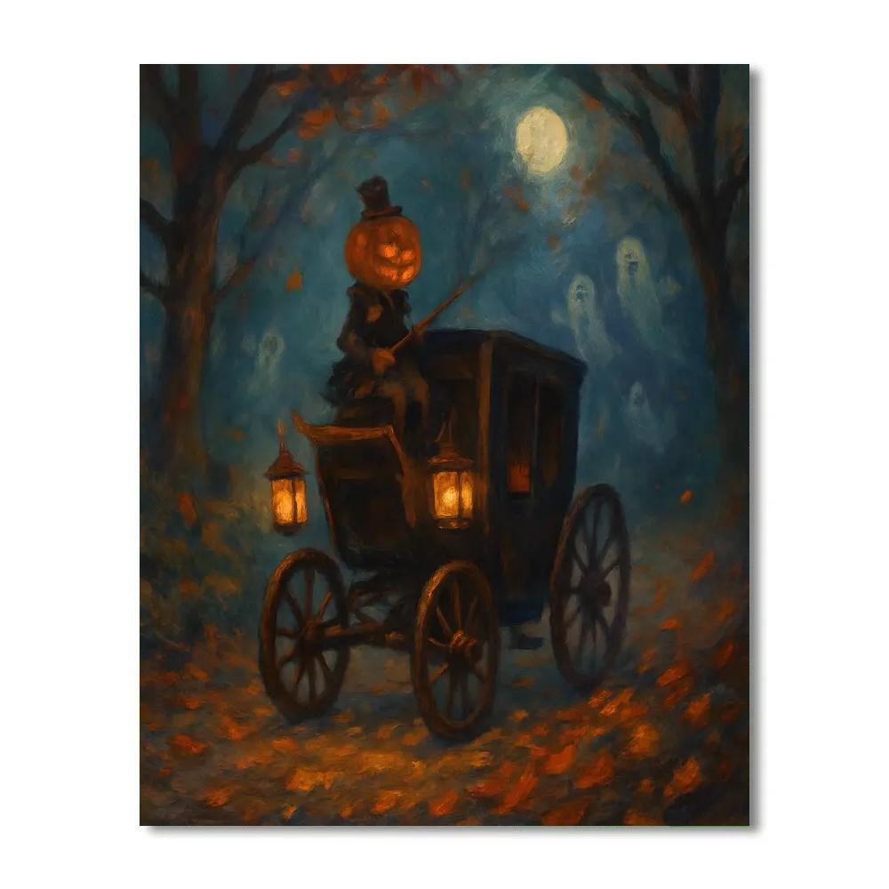 Haunted Carriage Pumpkin Ride paint by number