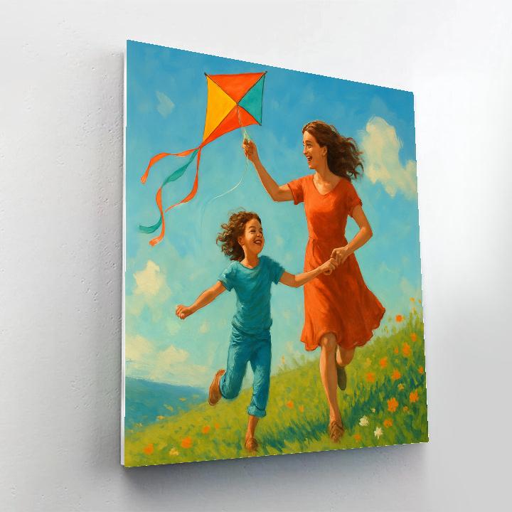 Spring Kite Flying With Mom Numbered painting kits