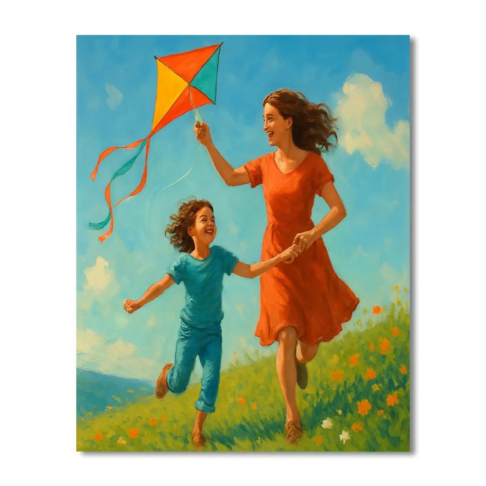 Spring Kite Flying With Mom Numbered painting kits
