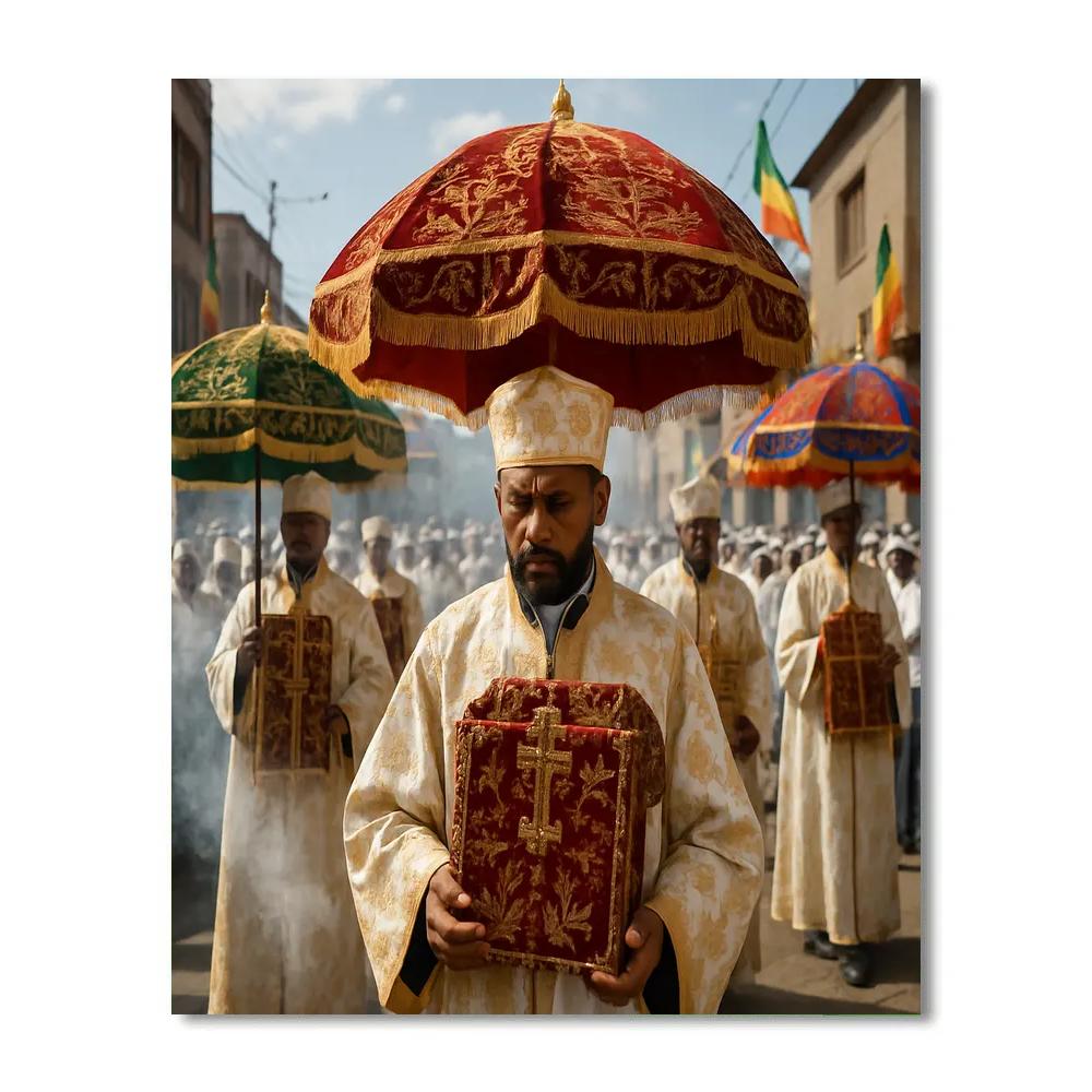 Ethiopian Timkat Procession In Addis Ababa paint by color
