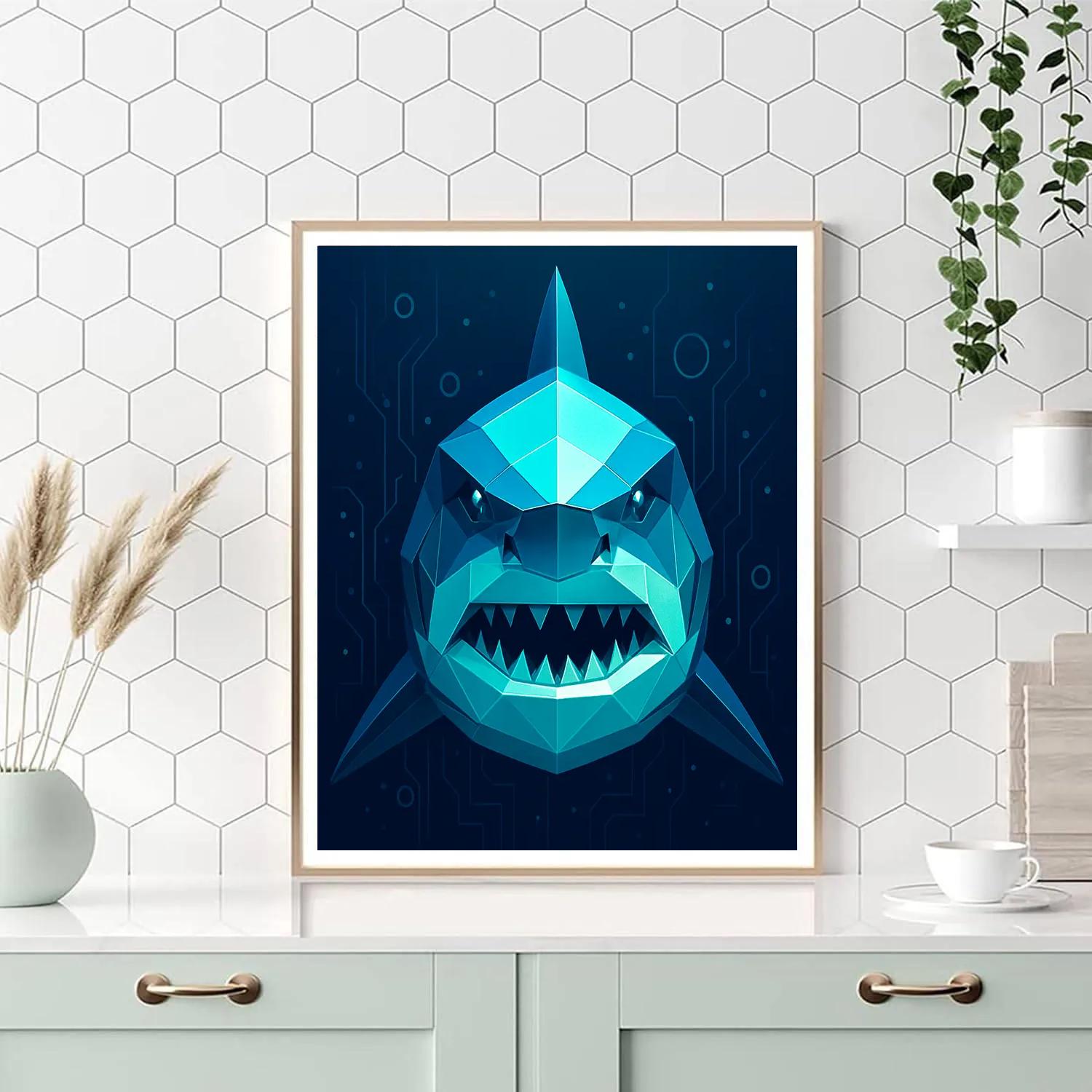Cyber Reef Shark Sentinel Paint by numbers kits