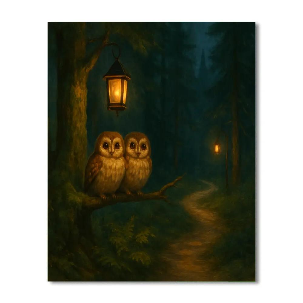 Lantern Path Owls In The Clearing Number painting