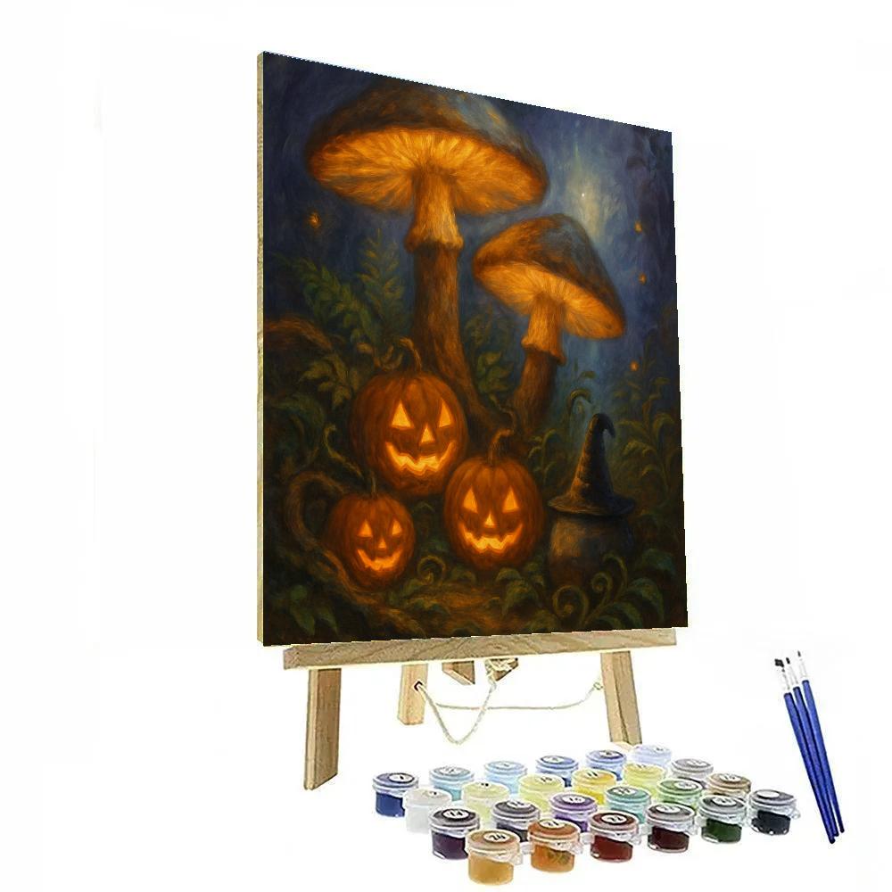Enchanted Mushroom Halloween Garden Paint by numbers art