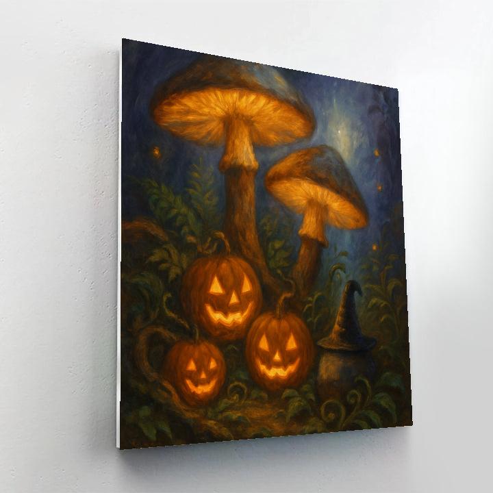 Enchanted Mushroom Halloween Garden Paint by numbers art