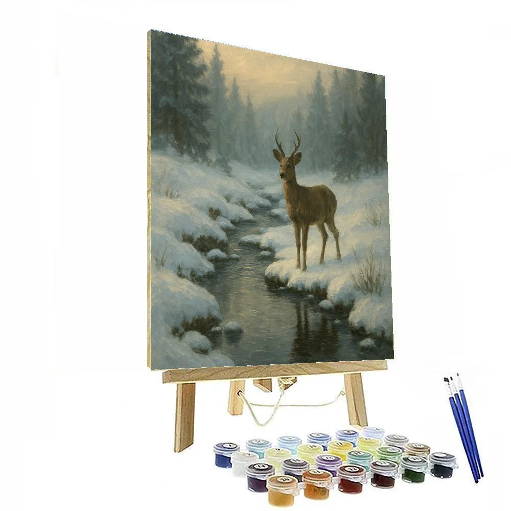 Deer By The Winter Stream Edge paint by numbers