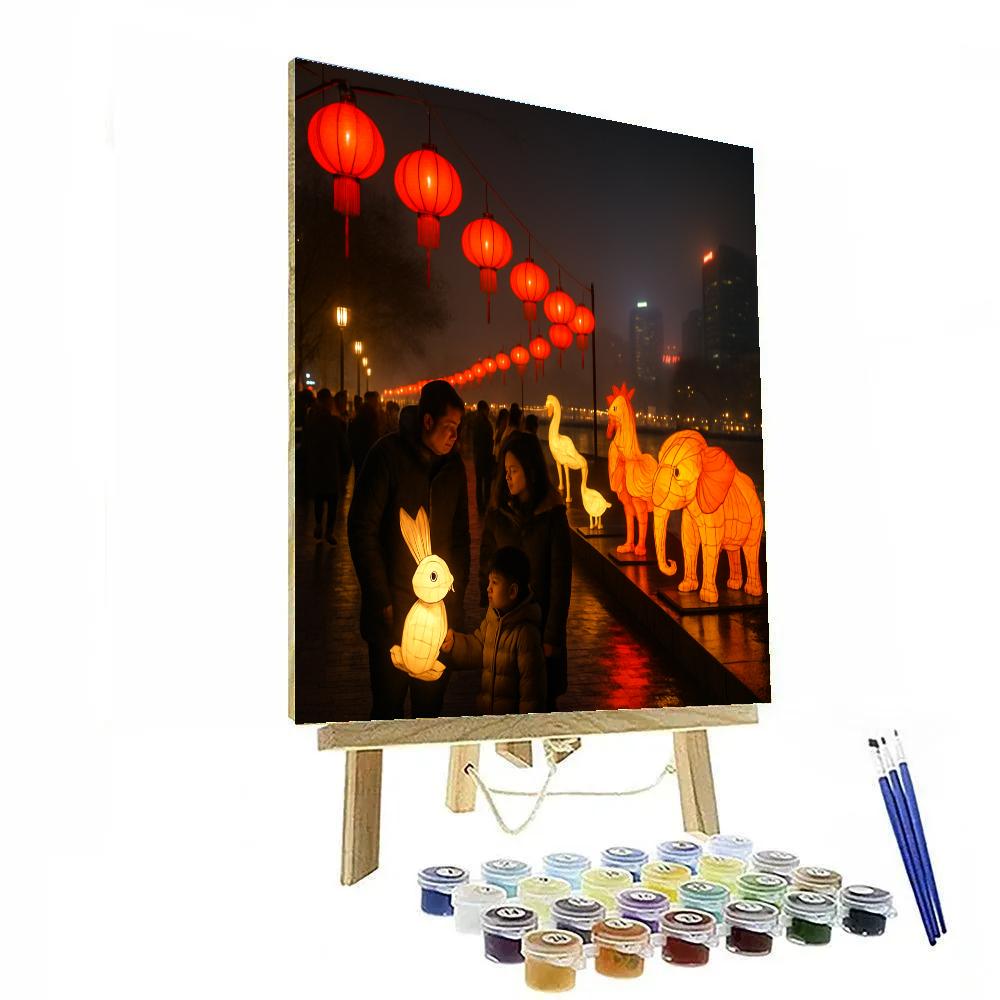 Chinese Lantern Festival City Bridge Painting by numbers kit