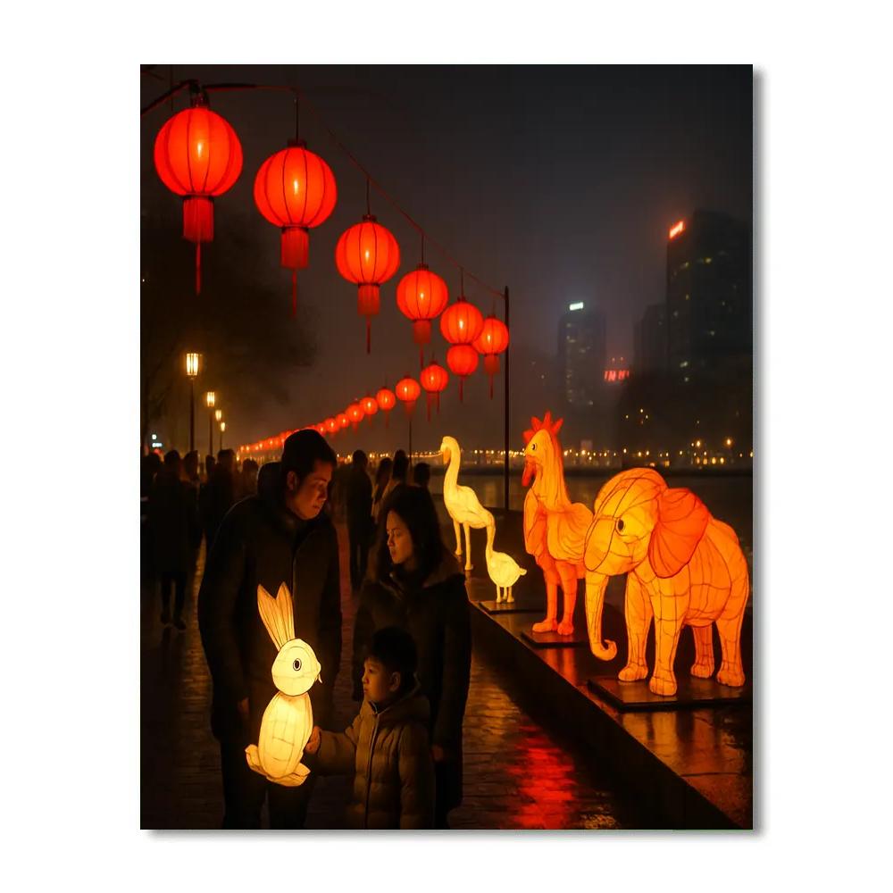 Chinese Lantern Festival City Bridge Painting by numbers kit