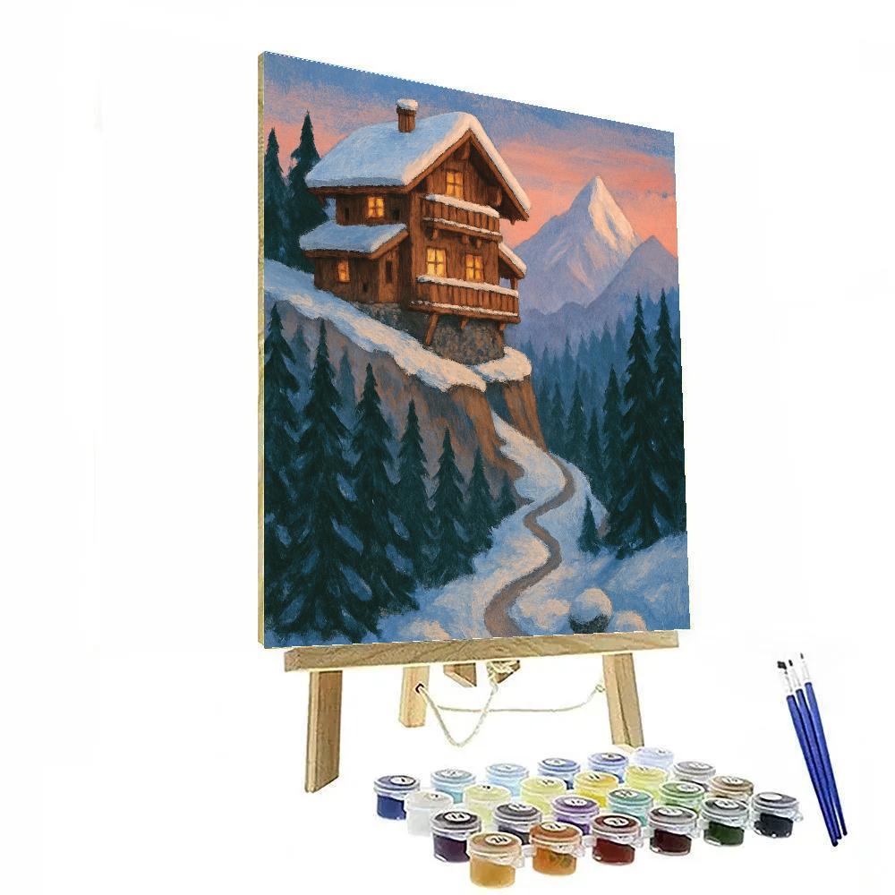 Twilight Chalet Above The Pines DIY paint by numbers