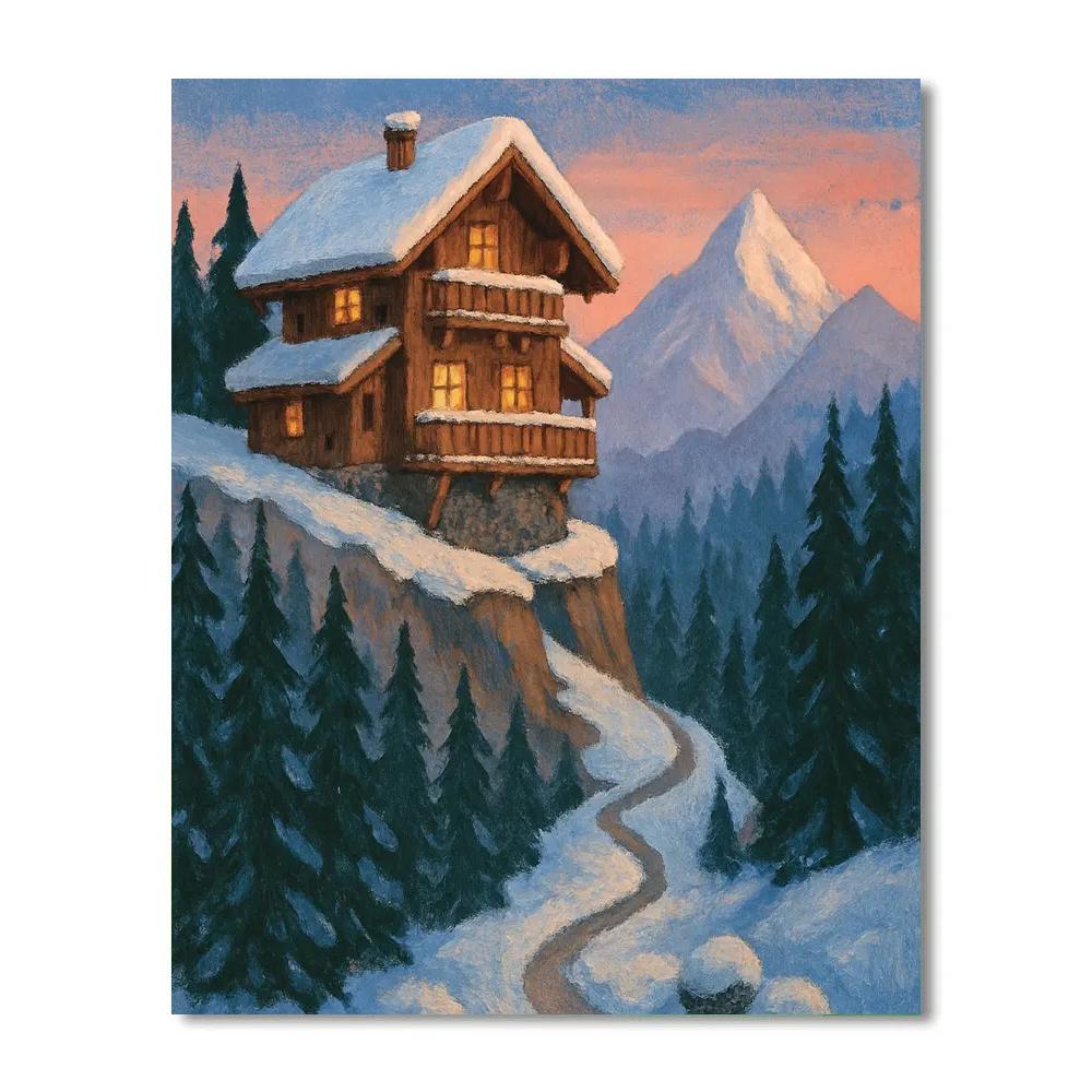 Twilight Chalet Above The Pines DIY paint by numbers