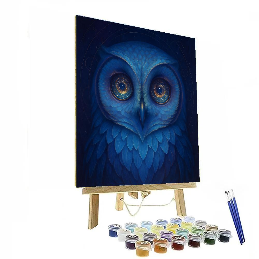 Galactic Owl Timekeeper painting number kit