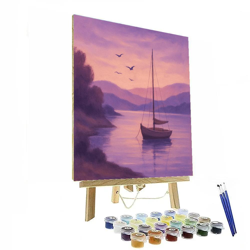 Lavender Dusk Over Quiet Bay Painting by numbers kit