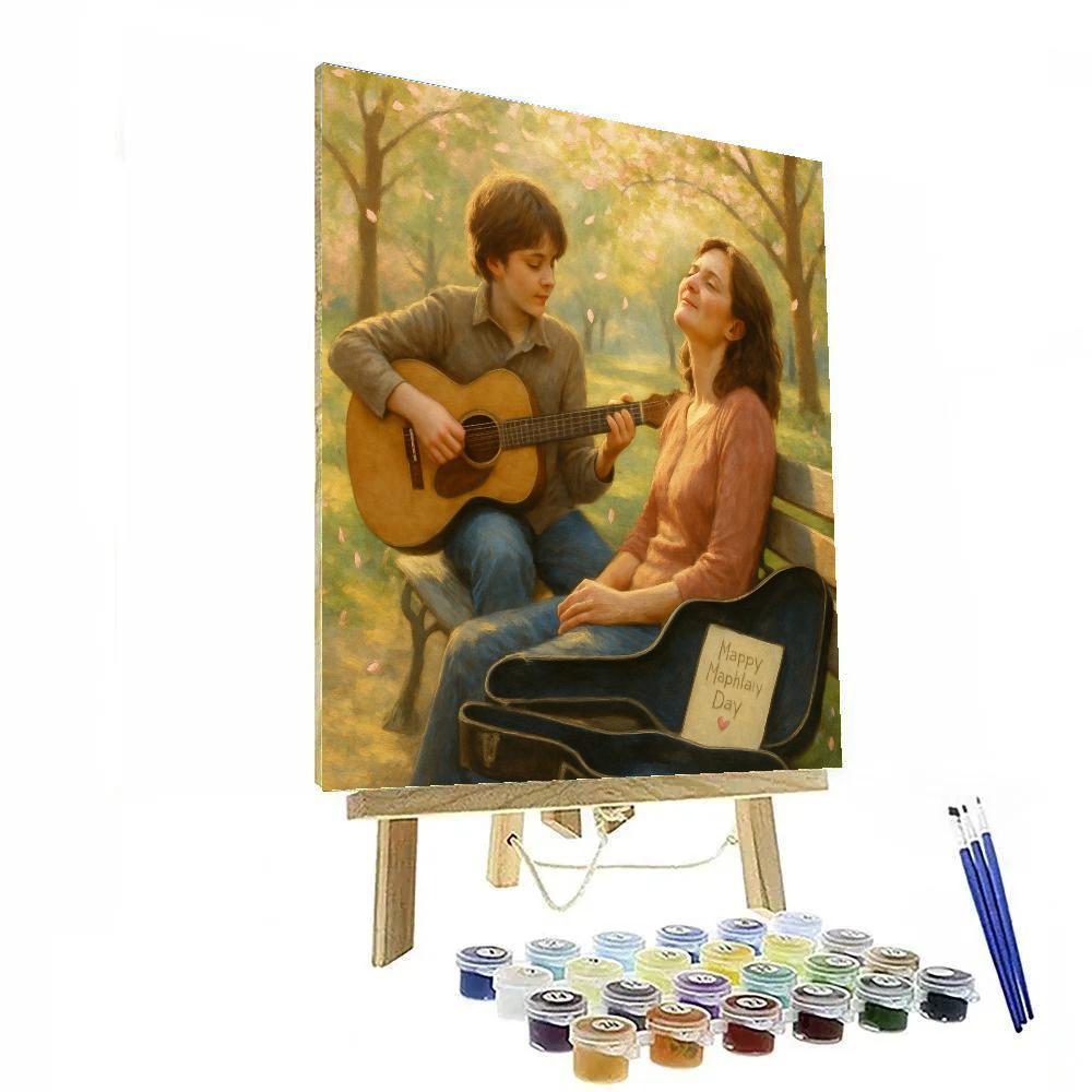 Park Bench Guitar Song For Mom paint by color