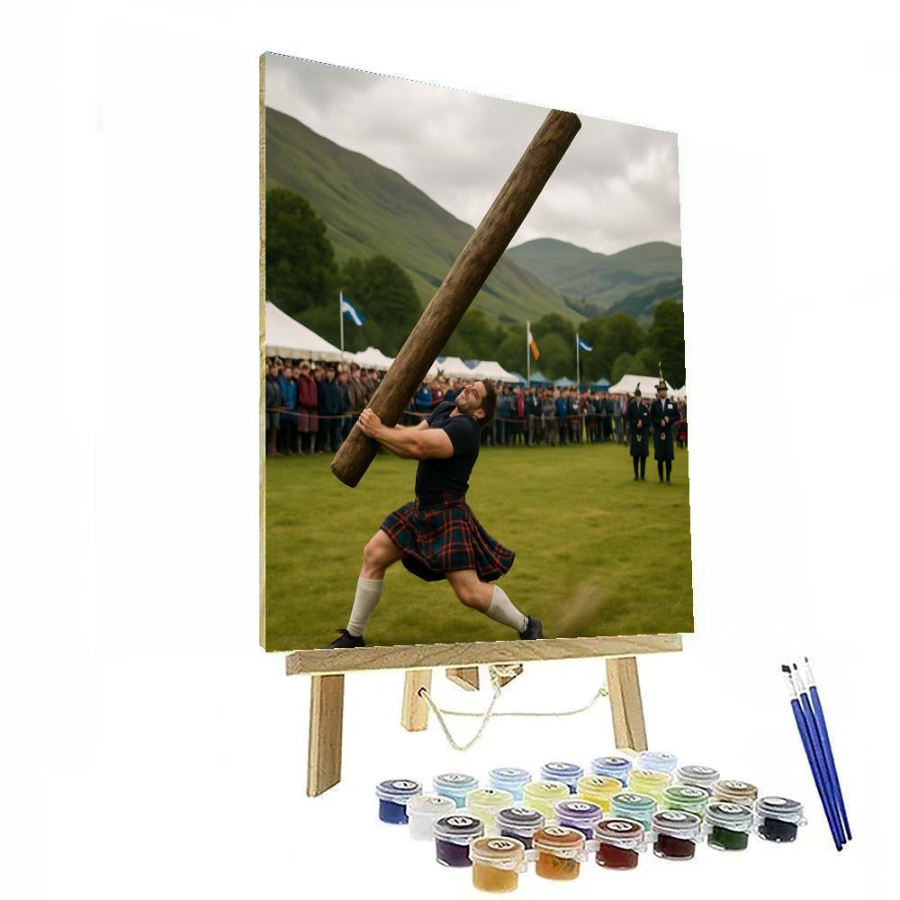 Scottish Highland Games Caber Toss paint by numbers
