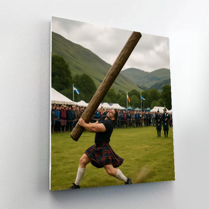 Scottish Highland Games Caber Toss paint by numbers
