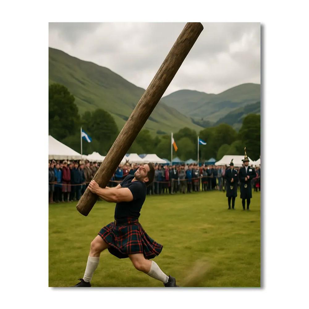 Scottish Highland Games Caber Toss paint by numbers