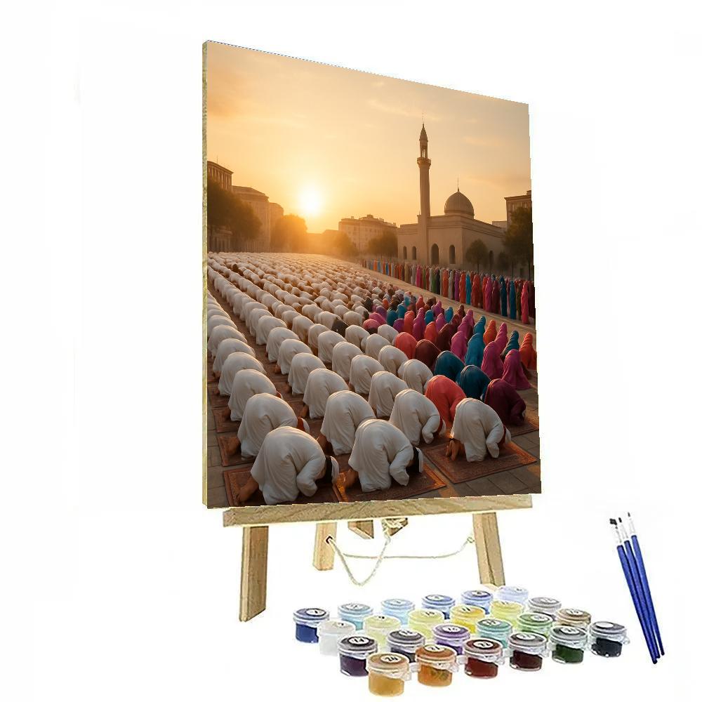 Muslim Eid Al Fitr Morning Prayer paint by color
