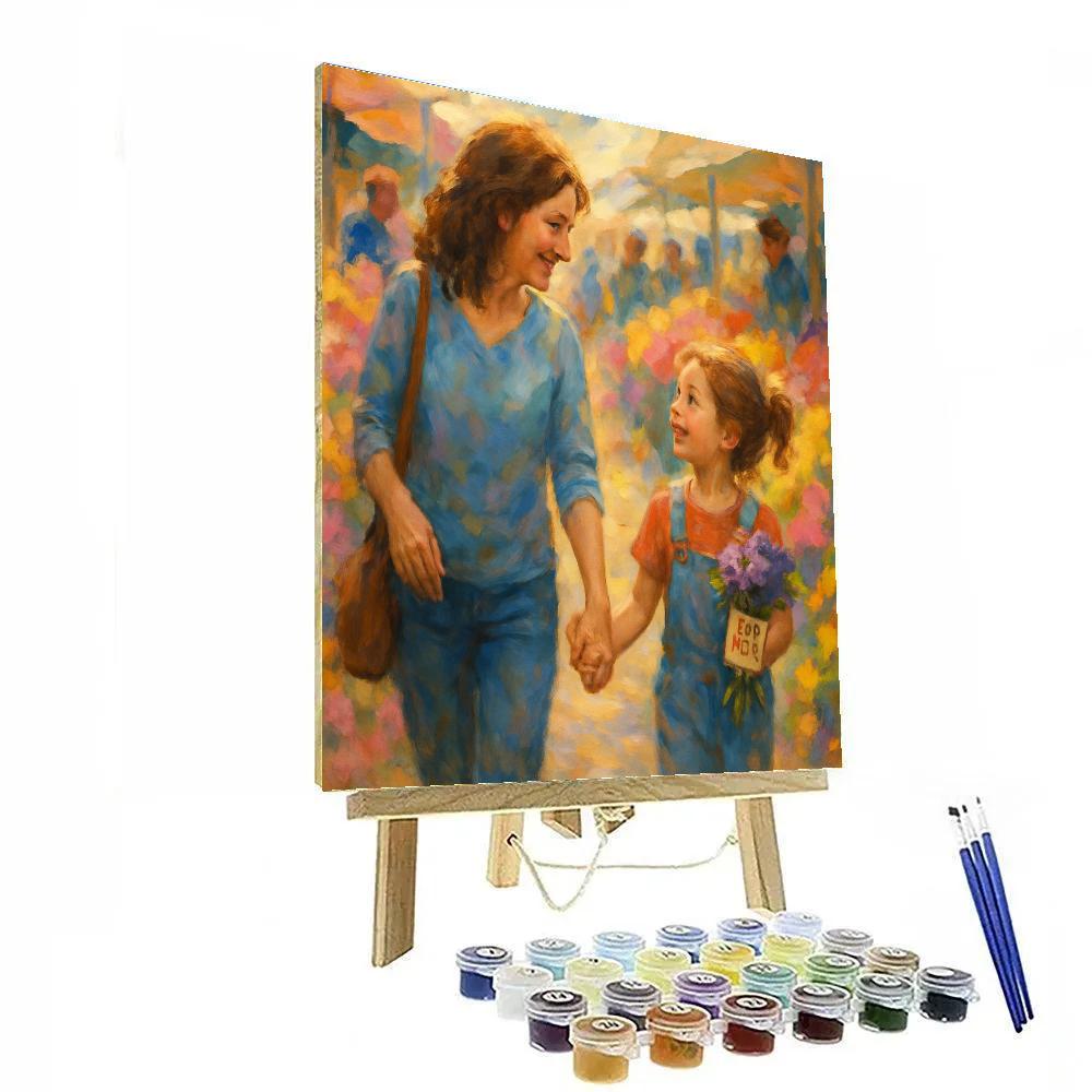 Flower Market Walk With Mom paint by numbers