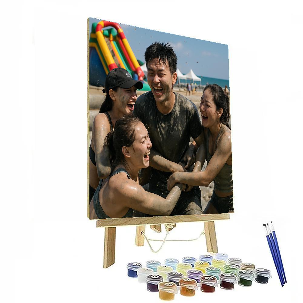 South Korean Boryeong Mud Festival Beach paint by numbers