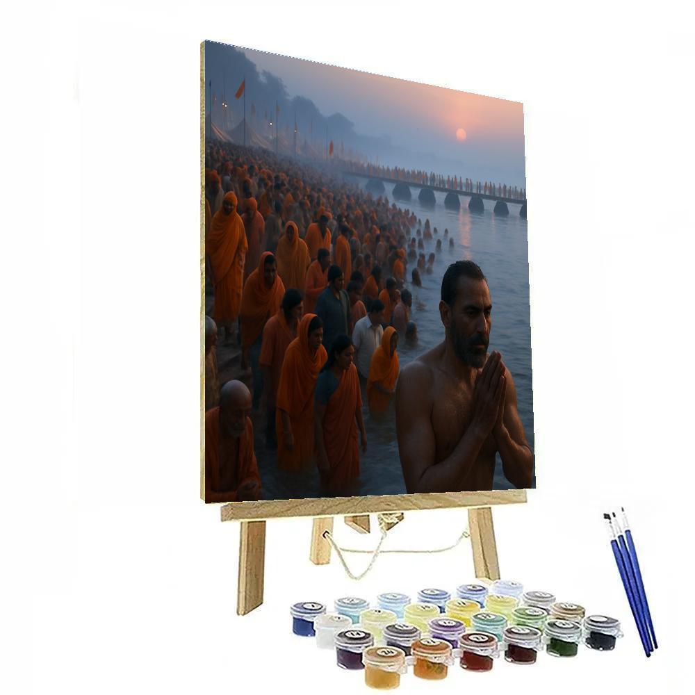 Indian Kumbh Mela River Bathing Ritual paint by color