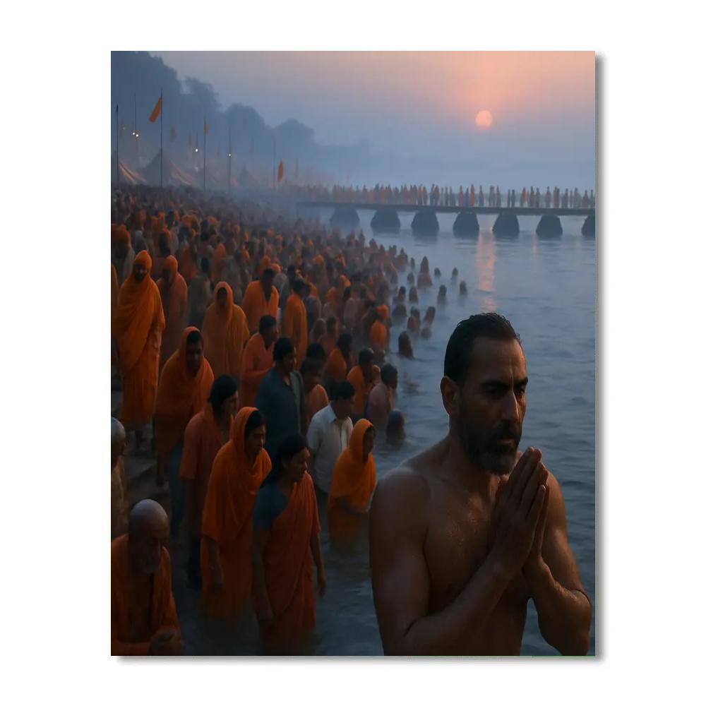 Indian Kumbh Mela River Bathing Ritual paint by color
