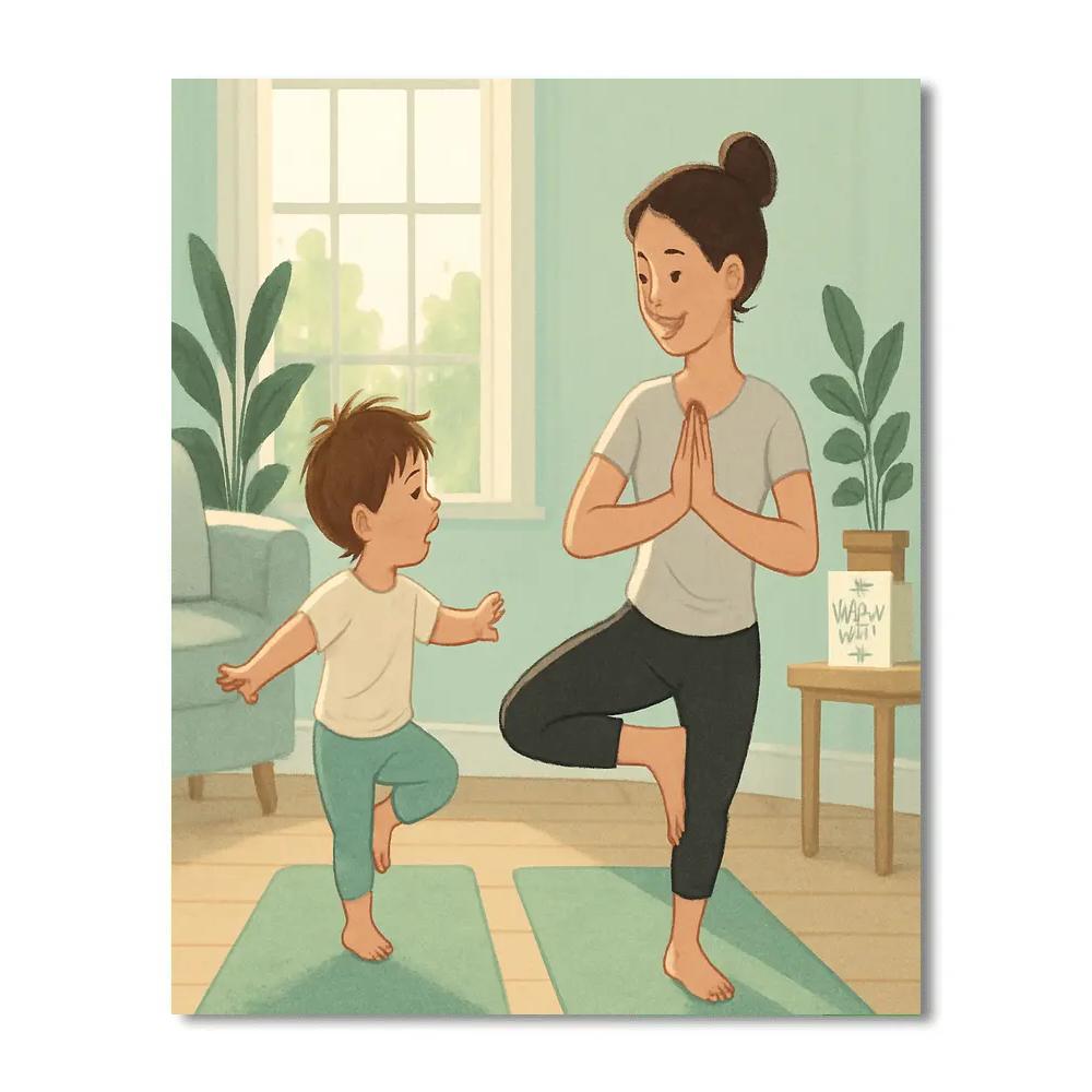 Yoga Stretch Morning With Mom painting number kit