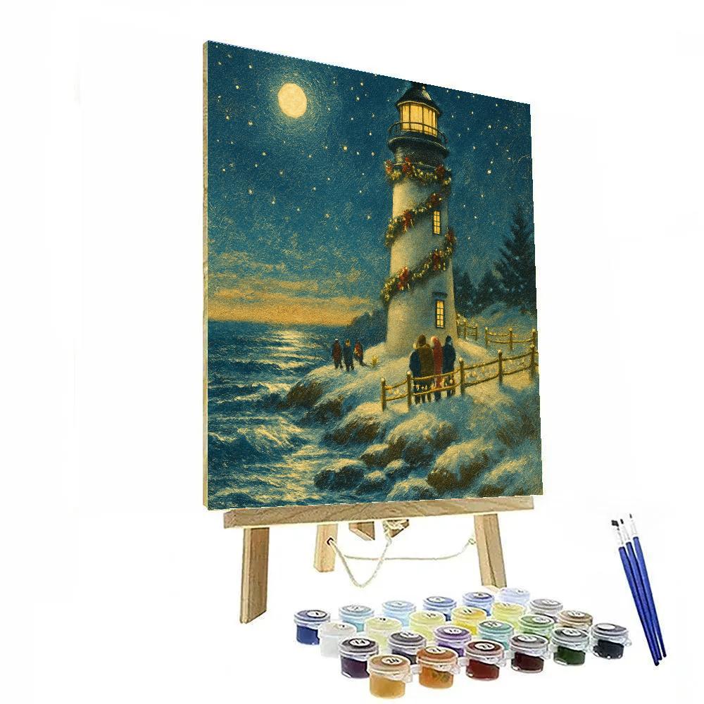 Frosted Lighthouse Carol DIY paint by numbers