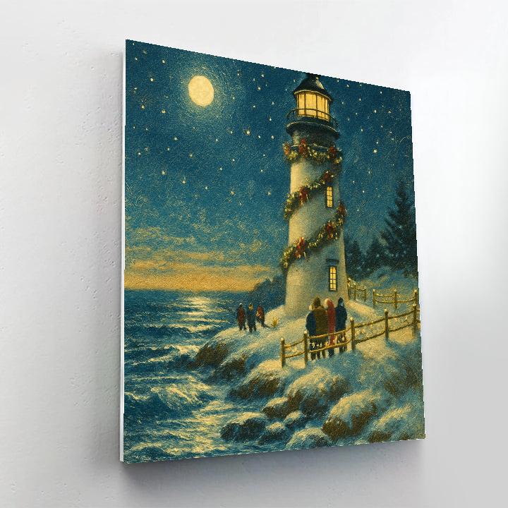 Frosted Lighthouse Carol DIY paint by numbers