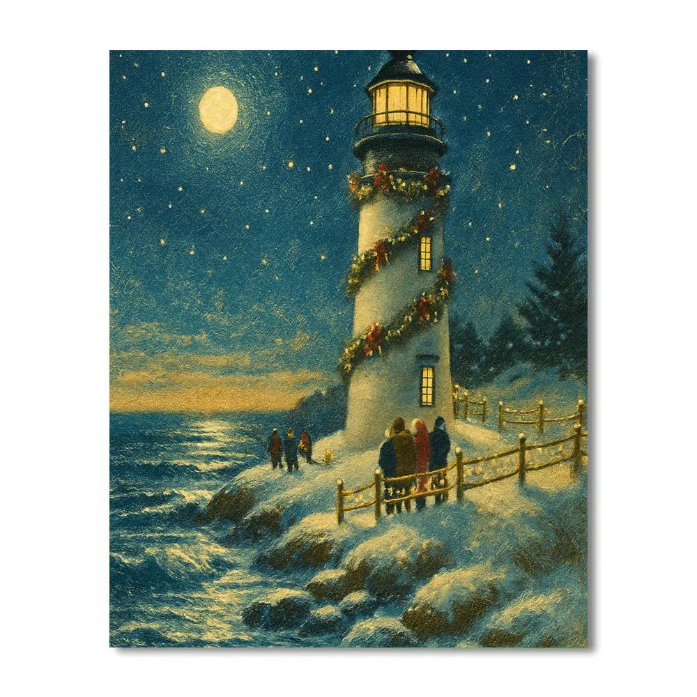 Frosted Lighthouse Carol DIY paint by numbers