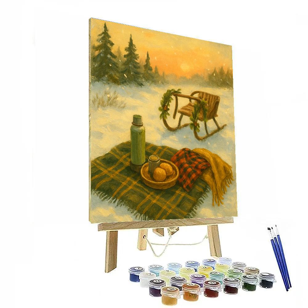Burlap Sleigh Picnic painting number kit