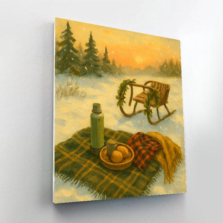 Burlap Sleigh Picnic painting number kit