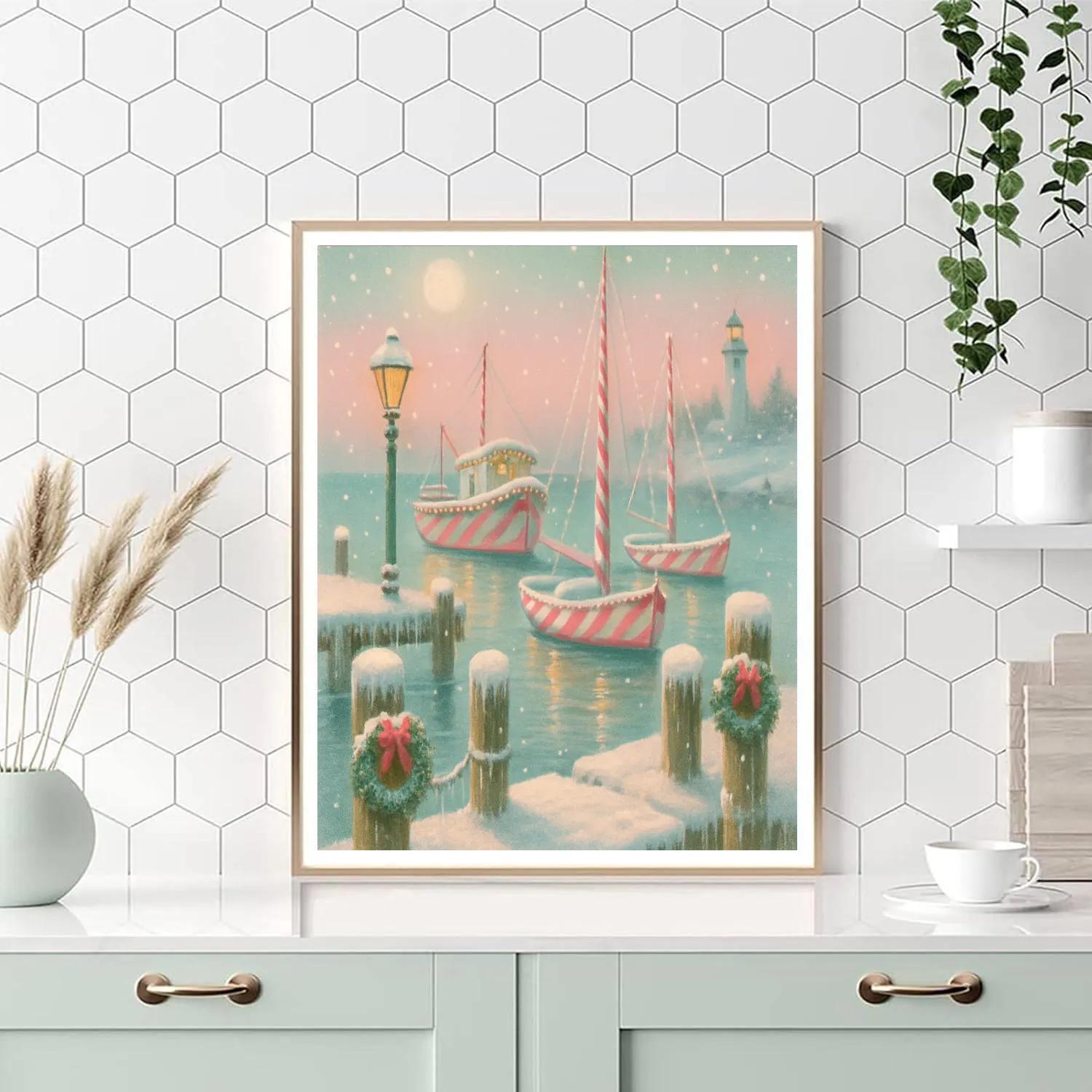 Peppermint Harbor Twilight Painting by numbers kit