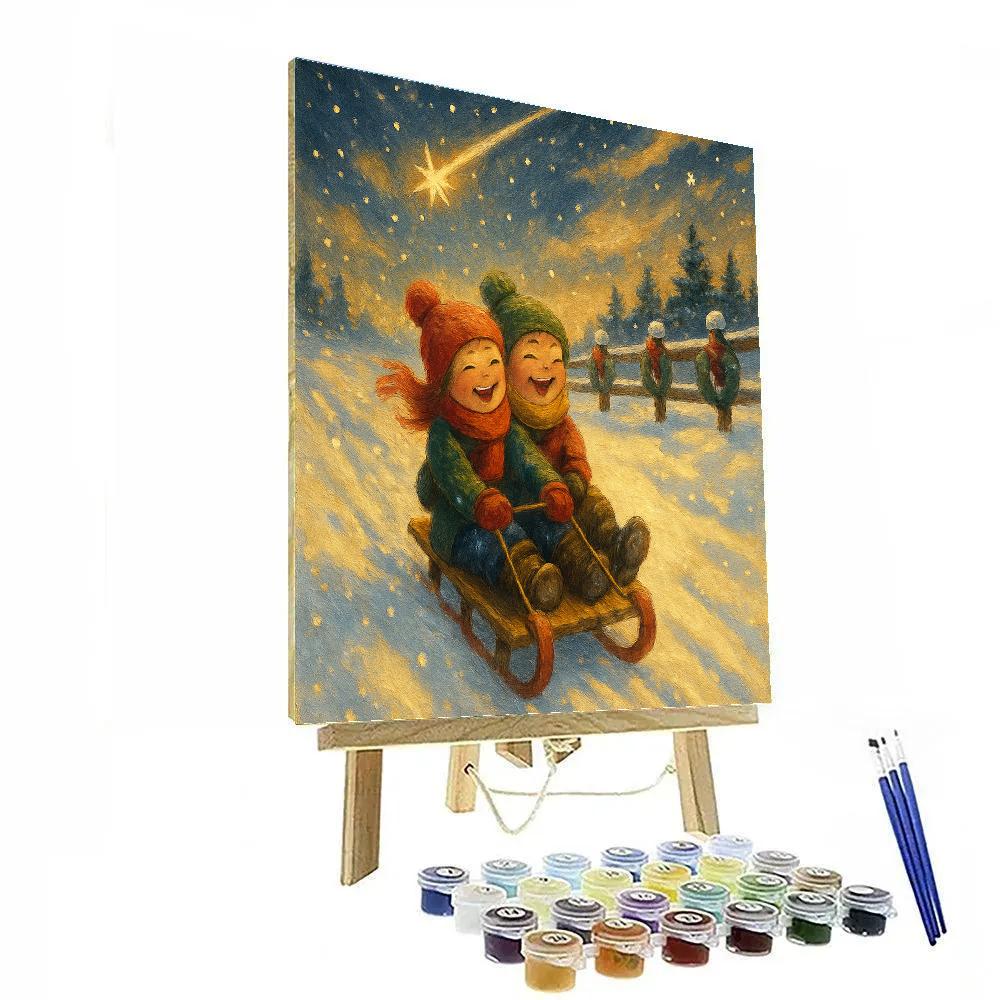Starlit Sledding Ridge paint by number