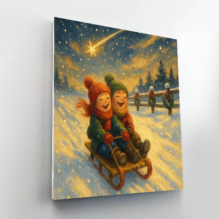 Starlit Sledding Ridge paint by number