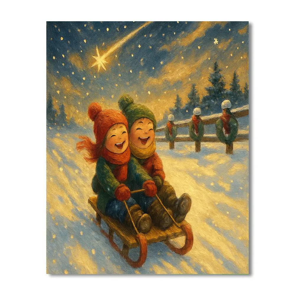Starlit Sledding Ridge paint by number