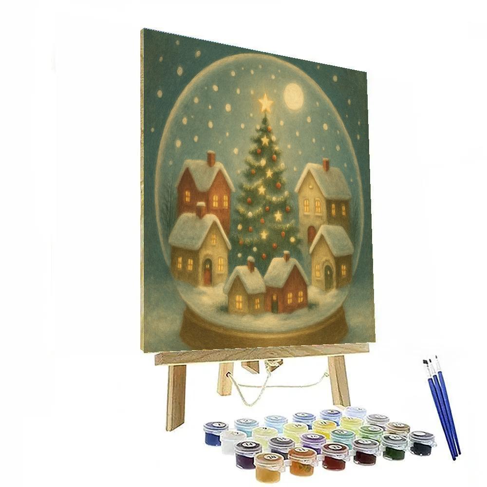 Snowglobe Village Twilight Painting by numbers kit