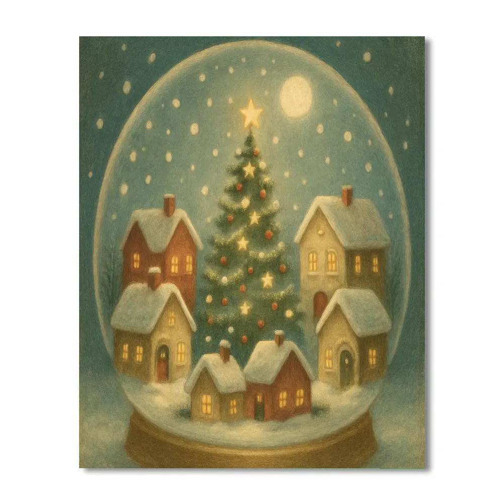 Snowglobe Village Twilight Painting by numbers kit