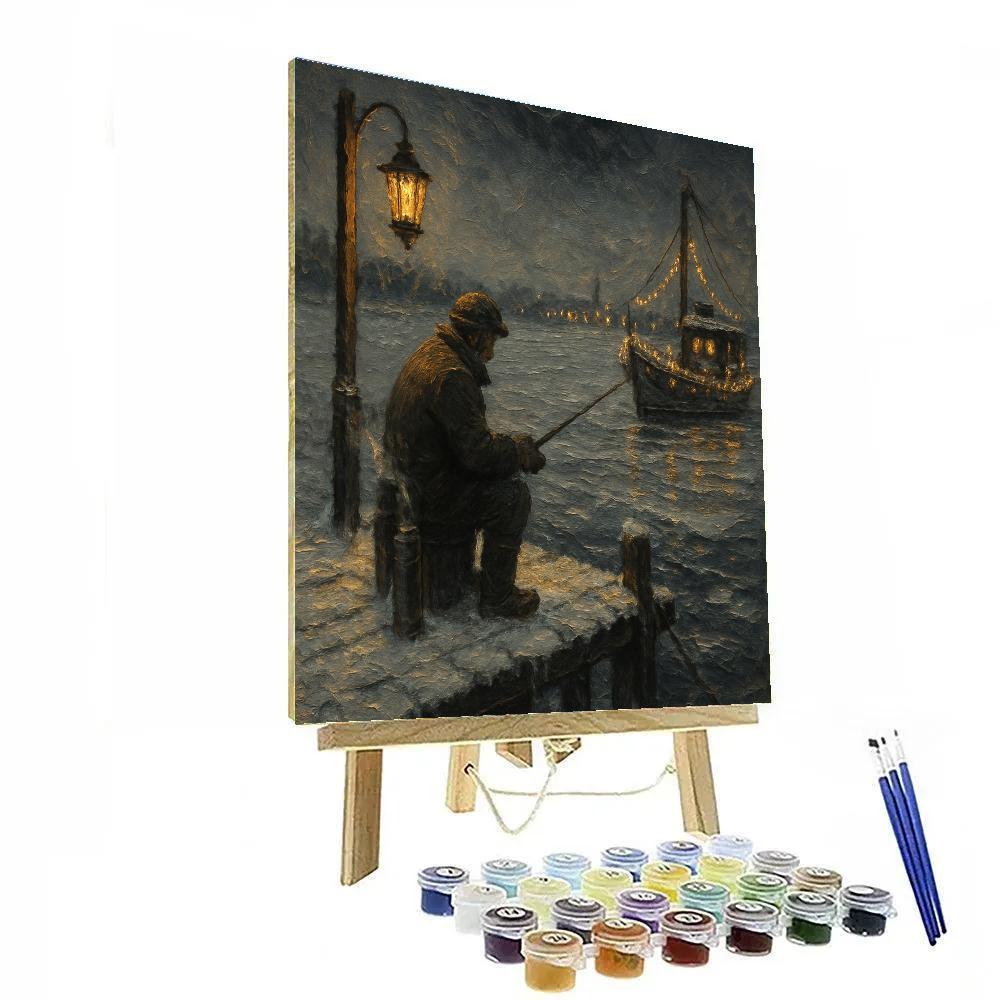 Lantern Fisherman Holiday Paint by numbers art
