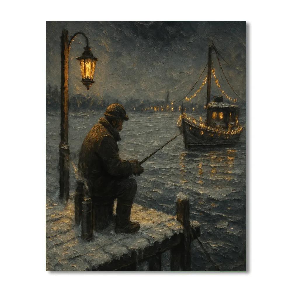 Lantern Fisherman Holiday Paint by numbers art