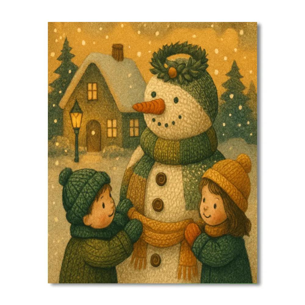 Noel Patchwork Snowman paint by numbers