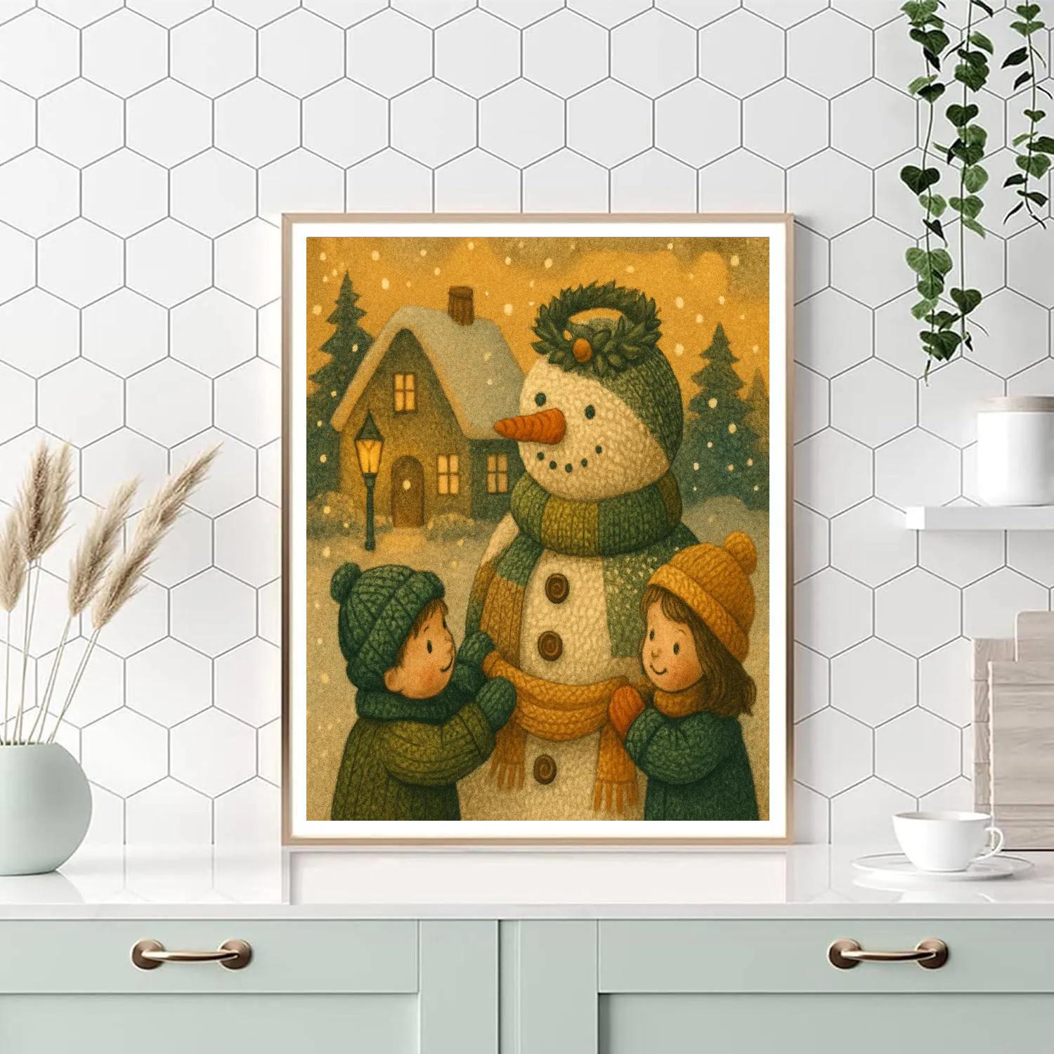 Noel Patchwork Snowman paint by numbers