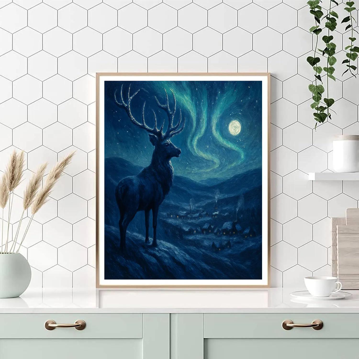 Velvet Night Deer Watch painting number kit