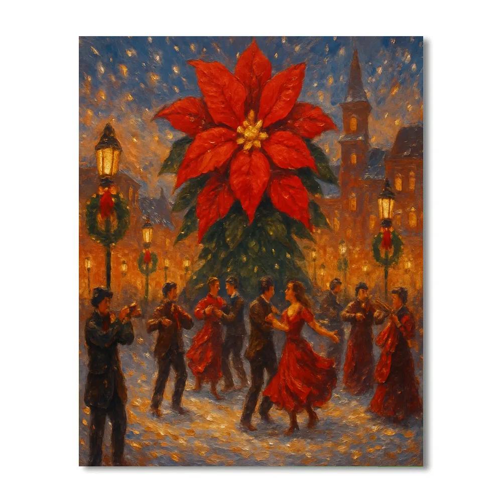 Poinsettia Parade Square Number painting