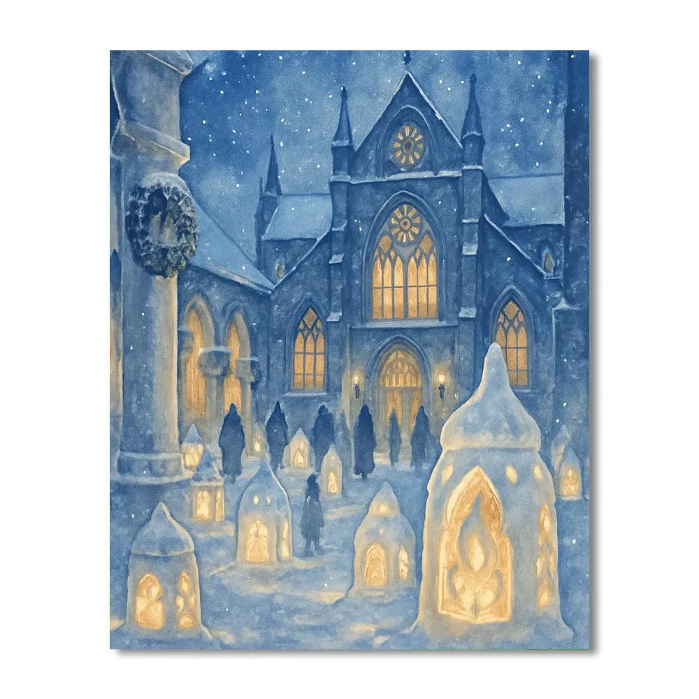 Snow Lantern Cathedral Number painting