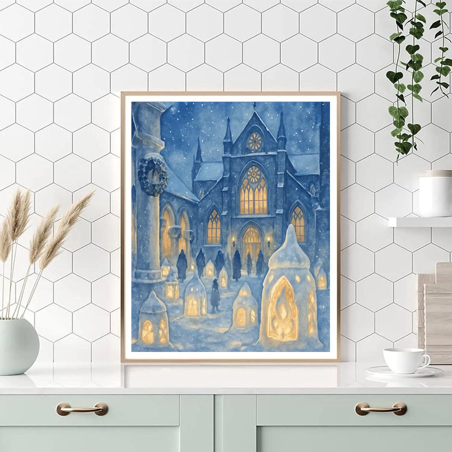 Snow Lantern Cathedral Number painting