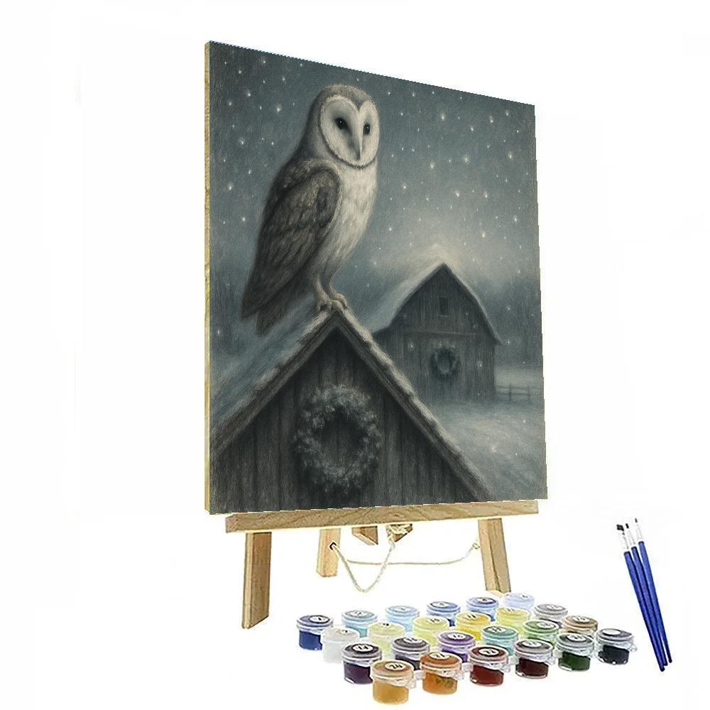 Moonlit Barn Owl Vigil paint by numbers