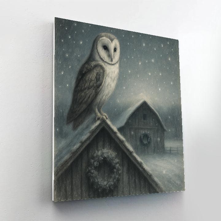 Moonlit Barn Owl Vigil paint by numbers