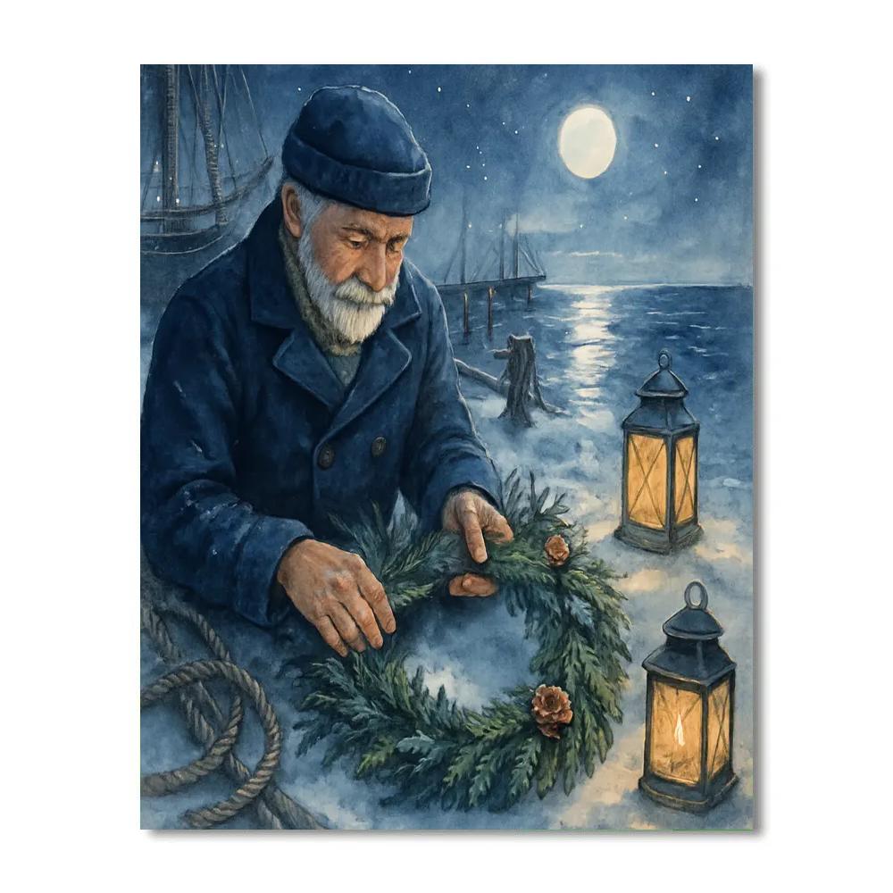 Mariners Midnight Wreath paint by numbers