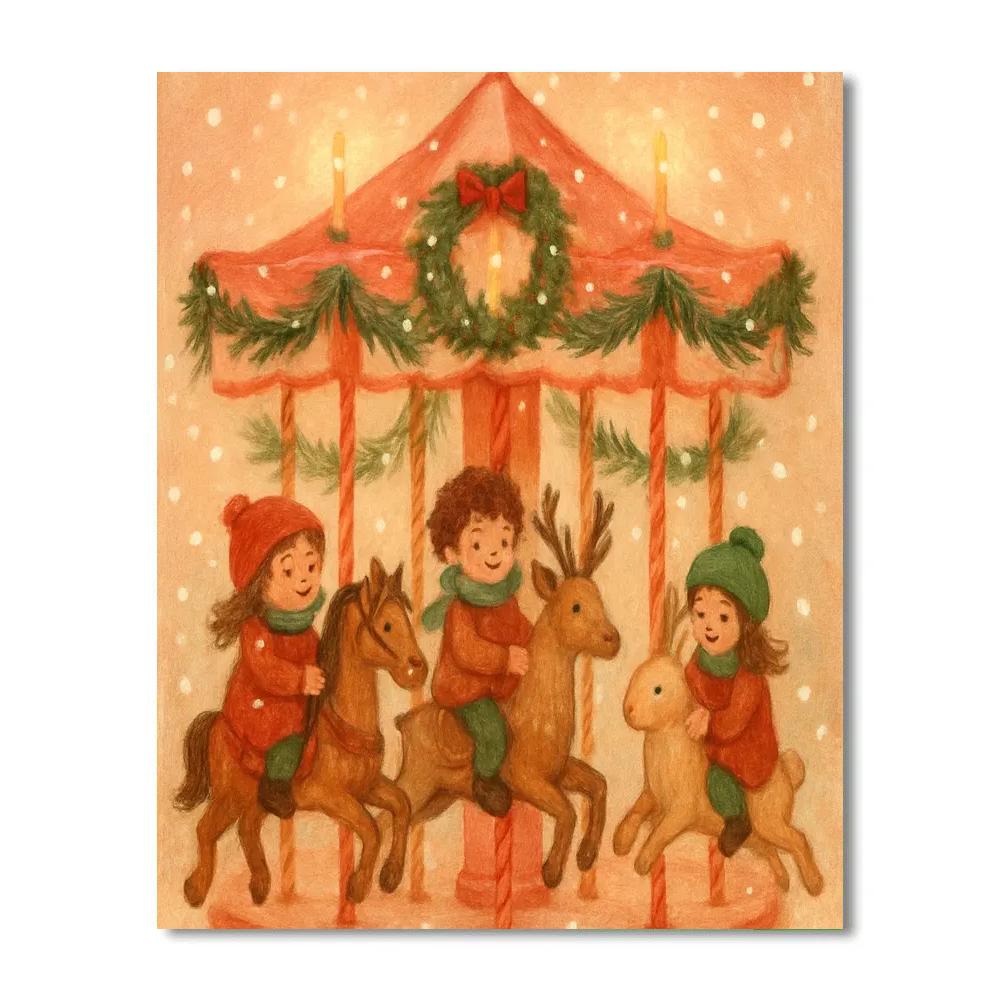 Pine Ribbon Carousel Paint by numbers art