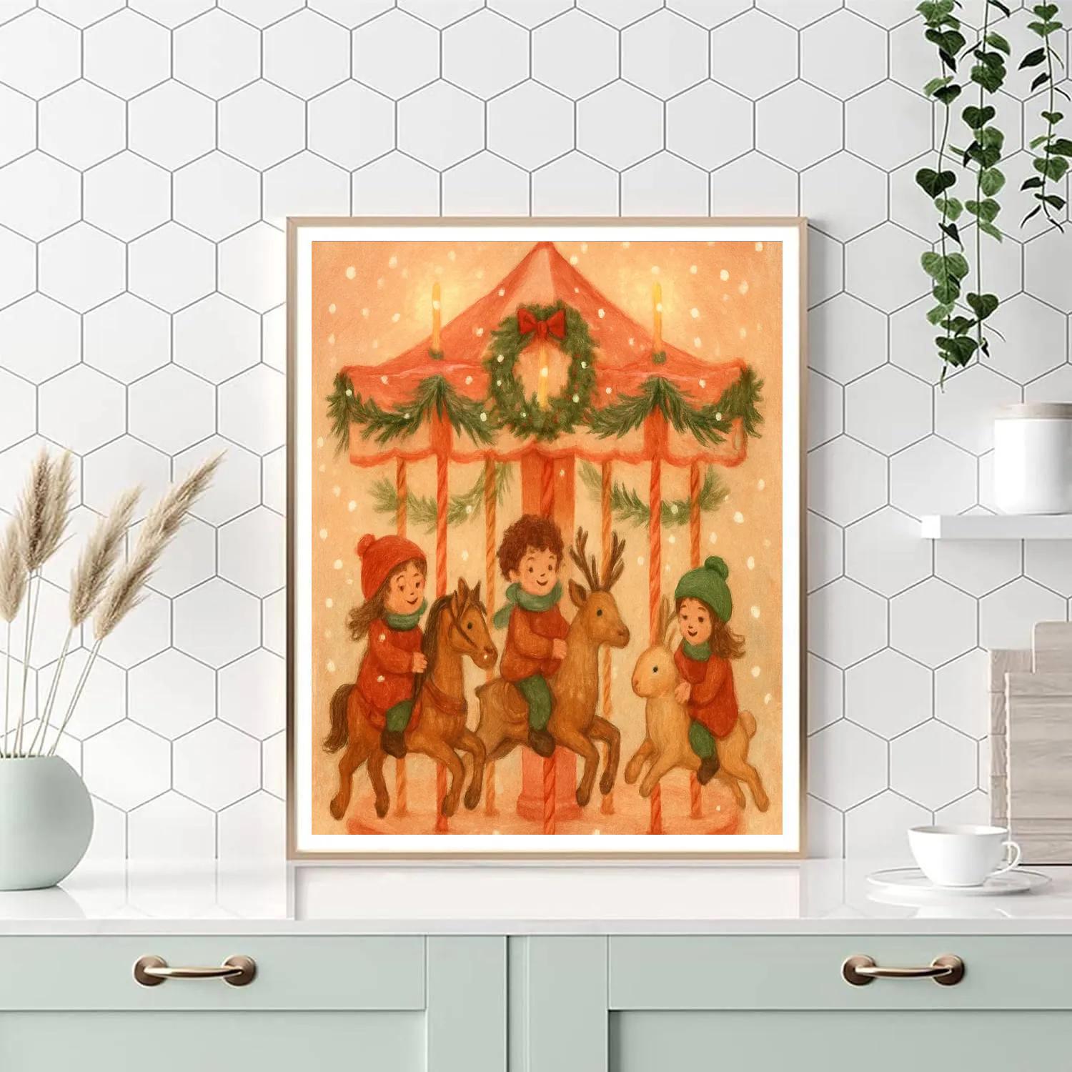 Pine Ribbon Carousel Paint by numbers art