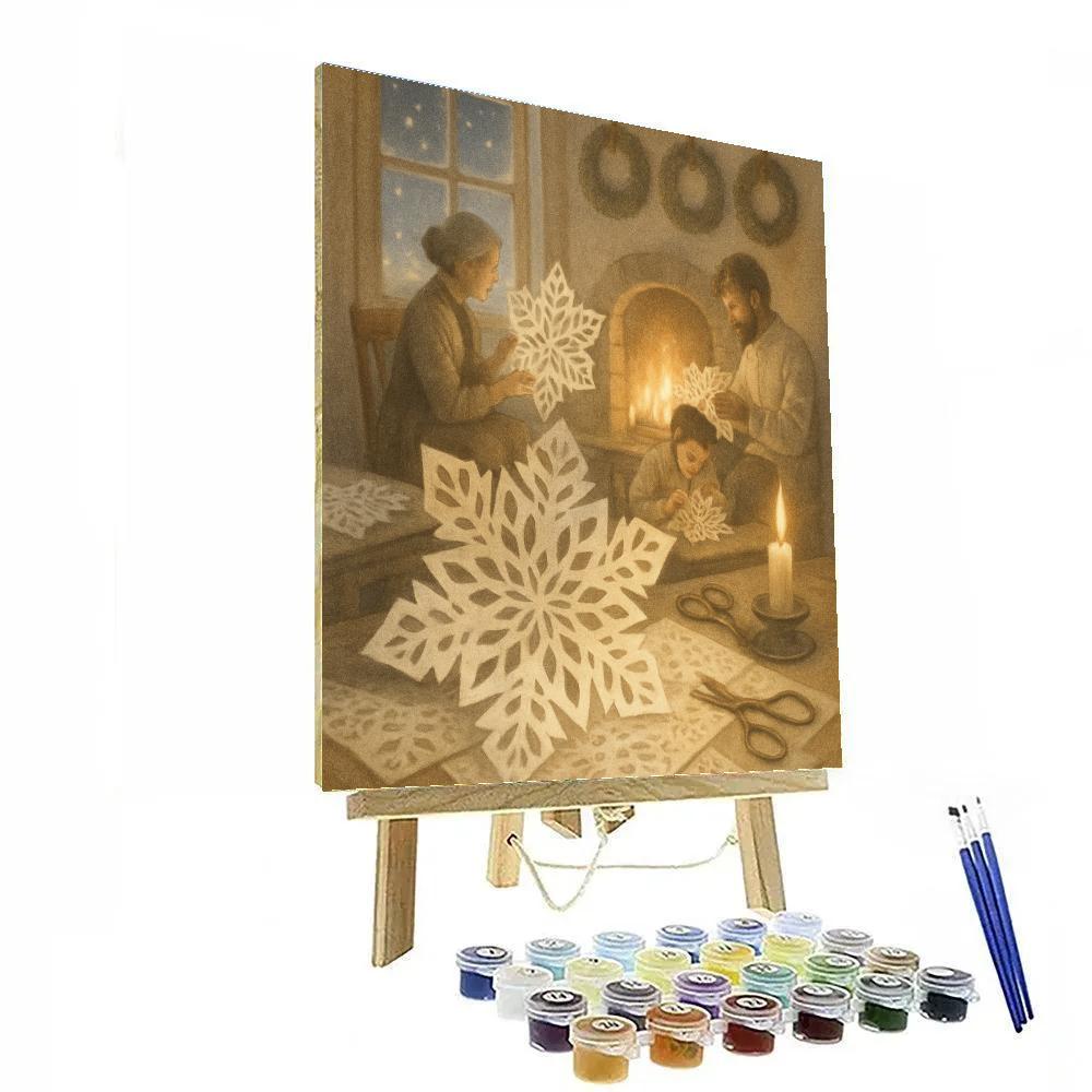 Fireside Snowflake Loom Number painting